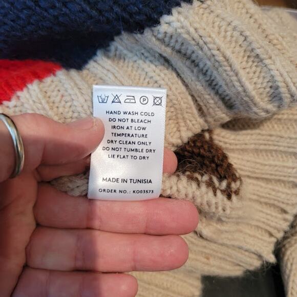 NN07 no nationality NEW BRADY wool blend Italian yarn Patterned sweater LARGE - Picture 6 of 8